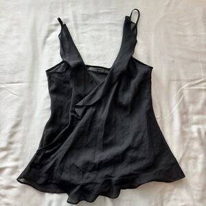 Aritzia Talula Babuton Elegant Ruffle Wrap Black Tank Top - Size S
